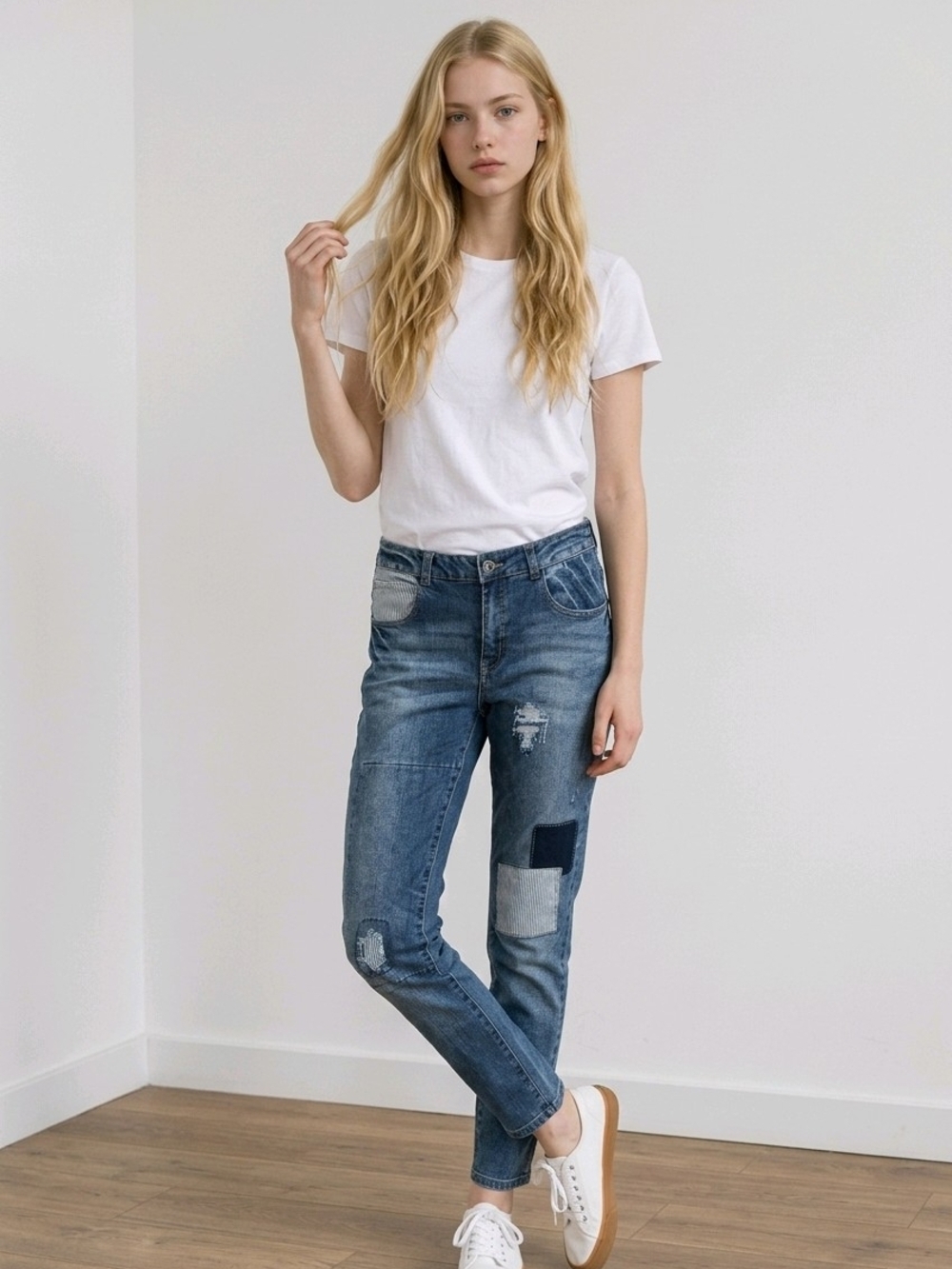 NWT Girl's Art Class Blue Patchwork Skinny Jeans Sz 16